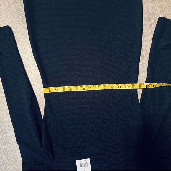 Walter Baker Dress Midi Long Sleeve Navy Blue Gathered Shoulder Puff Stretch M - Picture 9 of 16